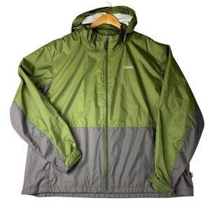 Cabela’s 4MOST REPel Colorblock Rain Jacket Green Gray Hooded Waterproof 3XL